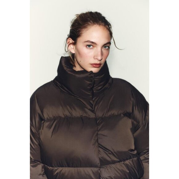 ZARA WATER REPELLENT WINDPROOF DOWN PUFFER COAT WITH HOODIE - Picture 4 of 11